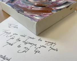 Letter under canvas