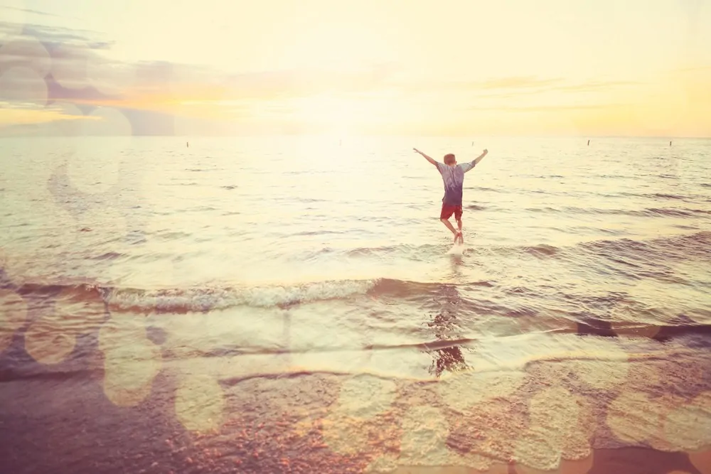 Childing playing in sea