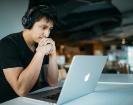 Person concentrating on laptop